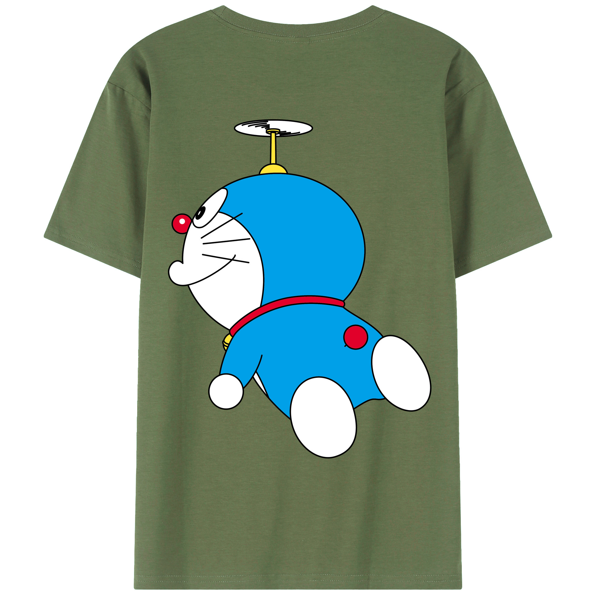 （画像用） ドラえもん Doraemon 綿100％ メンズ半袖Tシャツ（バックプリント） 通気性